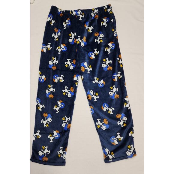 Snoopy and Woodstock playing football fleece pajama men XL NWT - Picture 7 of 8